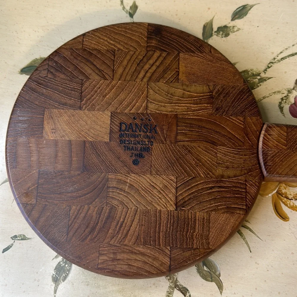 Dansk Vintage Mid Century Modern Wooden Cheese Board & Knife Set